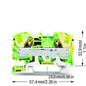 TOPJOB®S ground terminal block; rail mount; 2-conductor; 7.5 mm wide; green-yellow