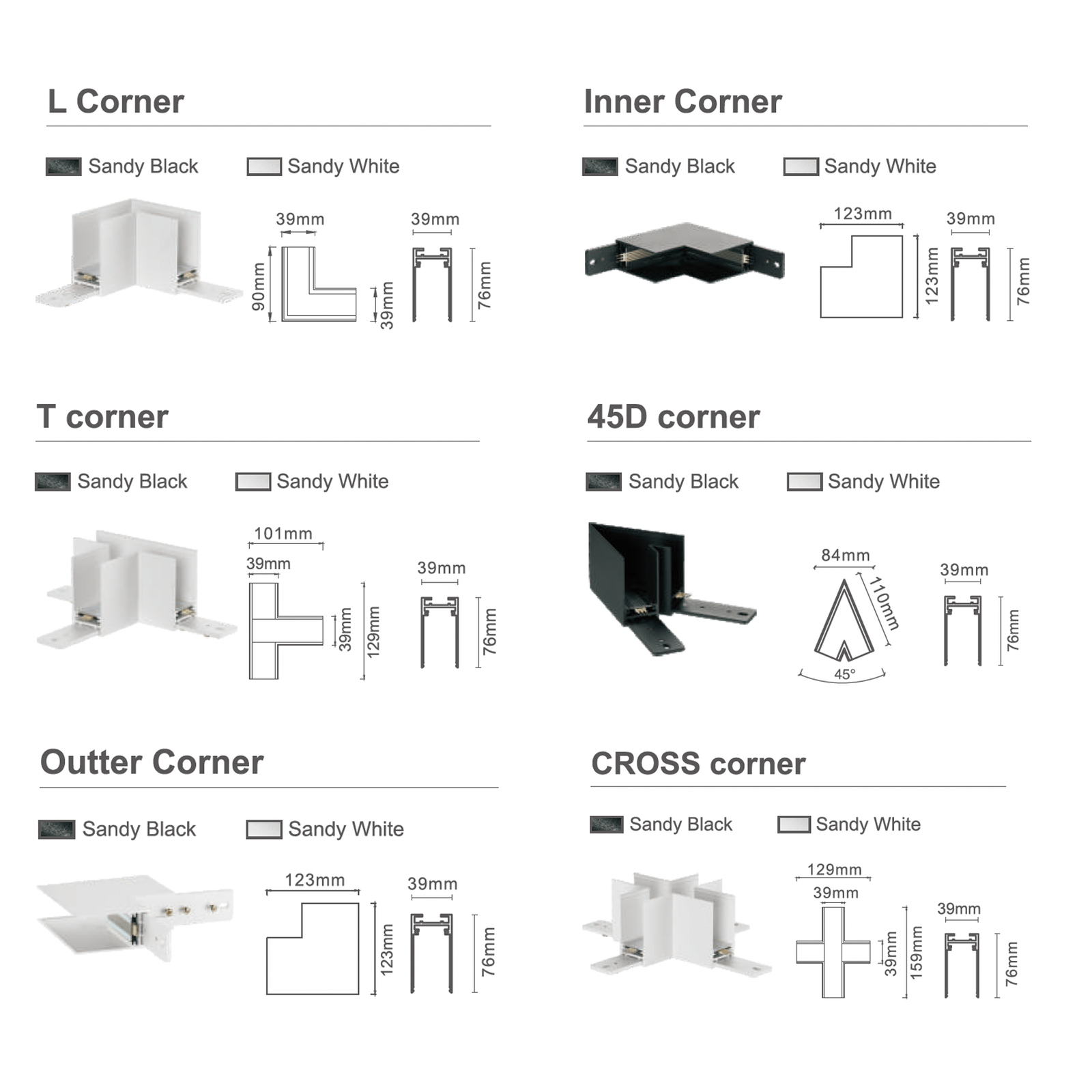 Track Corner Connectors – Standard Track