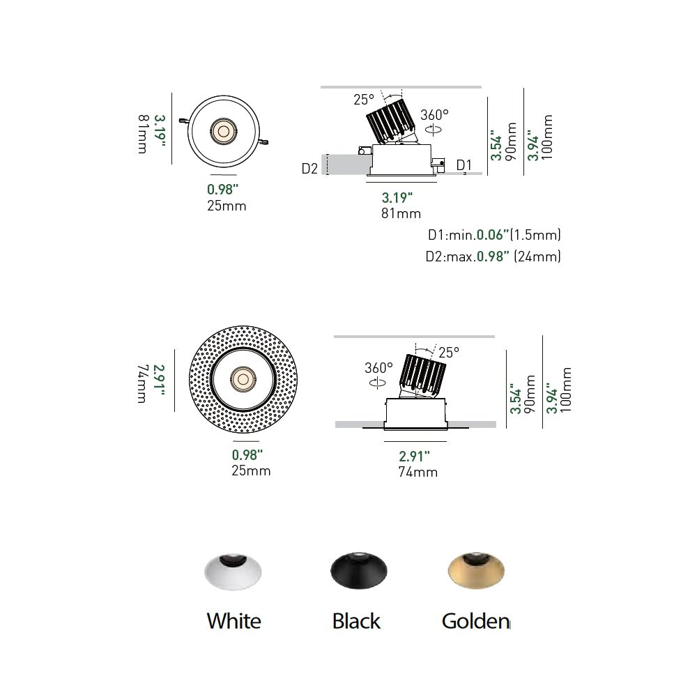 3 Inch Recessed Round Adjustable Downlight TRIAC/0-10V - Image 17